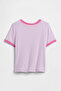 Girl's Ringer Graphic Printed Lilac T-Shirt - 3