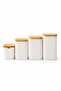 Set of 4 Porcelain Jars with Bamboo Lids – Tea, Sugar, Coffee, Salt Storage Containers for Countertop - 3