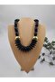 Black Color Gold Detailed Necklace - 2