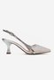Women's Silver Stone Mesh Detailed Ankle Strap Stylish Evening Dress Shoes with 6 cm Heels - 3