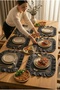 Cotton Ruffled Square Placemat Set of 6 American Service 33 cm Placemat Gray - 4