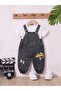 Printed Children's Salopet 2 Piece T-Shirt Jeans Overalls - 2