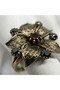 Vintage Women Ring Bronze Authentic Jewelry Lotus Flower Crystal Stone Adjustable - 3