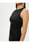 Asymmetrical Cut Midi Dress Sleeveless Draped Detail Round Neckline - 5