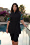 Plus Size Sport Lycra Short Sleeve Semi-Closed Swimsuit 3418 Black - 4