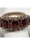 Vintage Women's Ring Bronze Jewelry Authentic Jewelry Red Crystal Five Rows of Stones Adjustable - 2