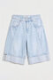 Women's Ice Color 4S6-3 Baggy Fit Maxi Length Special Design Denim Bermuda Shorts - 3