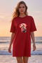 Plus Size Women Short Sleeve Crew Neck T-Shirt Dress Nightgown Comfy Cotton