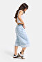 Women's Ice Color 4S6-3 Baggy Fit Maxi Length Special Design Denim Bermuda Shorts - 4