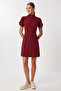 Hakim Collar Buttoned Mini Woven Dress Lax0010 Bordo