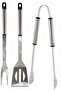 3 PC BBQ Set Tools Stainless Steel | Heavy Duty Grilling Accessories | 3-Piece Outdoor Barbecue Grill Utensil Set with Spatula, Fork, and Tongs - 4
