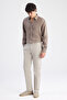 Ds Damat Relaxed Fit (Pile-Free) Beige Gabardine Chino Trousers - 5