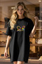 Plus Size Women Short Sleeve Crew Neck T-Shirt Dress Nightgown Comfy Cotton