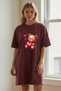 Plus Size Women Short Sleeve Crew Neck T-Shirt Dress Nightgown Comfy Cotton