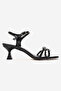 Women's Black Patent Leather Stone Buckle Ankle Strap Stylish Sandals with 5 cm Heel - 3