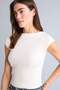 Slim Fit Boat Neck Ribbed Camisole Short Sleeve T-Shirt H5190Ax26Sm - 3