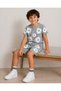 Unisex Embossed Printed Lycra Combed Cotton Shorts Set I 3-9 Years I Printed Detailed Lycra Combed Cotton Summer Set - 3