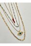 4-piece steel necklace red pepper necklace evil eye necklace paper clip necklace with chain multi-view necklace set - 3