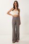 Zipper Detailed Pocketed Modal Trousers Lyy0143 Gray