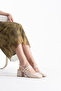 Malmö Premium Beige Patent Leather Women's Thick Heeled Shoes - 5