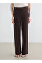 Brown Textured Women's Trousers with Elastic Waist - 2