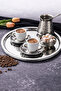 Round Steel Serving Tray, Shiny Coffee and Tea Presentation Plate, Single Piece - 3