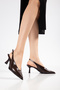 Women's Brown Patent Leather Pointed-Toe High-Heeled Shoes - 4