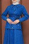 Women's Denim Buttoned Jacket with Skirt and Pockets Youthful Sports Suit - 6