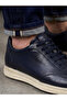 Modern Classic Navy Blue Men's Leather Sneaker Casual Shoes Orthopedic Sole - 2