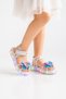 Pi̇ckles Sequined Butterfly Detailed Velcro Transparent Girls' Sandals - 3