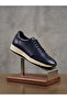 Modern Classic Navy Blue Men's Leather Sneaker Casual Shoes Orthopedic Sole