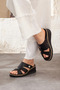 Mammamia Genuine Leather Wedge Heeled Slippers - 3