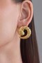 Gold Color Steel Vintage Croissant Earrings - 7