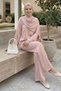 Powder Satin Set with Shawl Detail on the Shoulder - 2