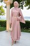 Powder Satin Dress with Allerli Brooch on the Skirt