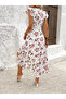 Women's Short Sleeve V Neck Floral Print Short Front Long Back Single Jersey Dress - 4