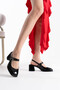 Malmö Premium Black Patent Leather Women's Thick Heeled Shoes - 2
