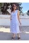 Muslin Sleeveless Double Pocket Dress White
