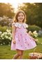 Pink Striped Baby Collar Girl's Dress