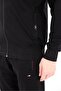 Black Noir Line Hoodless Zipper Top and Jogger Bottom Tracksuit Set - 6