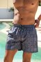Quick-Drying Patterned Men's Swim Shorts with Pockets-26122