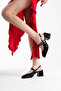 Malmö Premium Black Patent Leather Women's Thick Heeled Shoes - 5