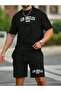 Oversize Black Shorts and T-Shirt Set - Cotton Relaxed Fit