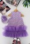 My Little Girl's Princess Dress with Sequin Embroidered Bow Detail and Tulle Skirt - Purple - 2