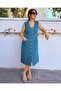 Muslin Sleeveless Double Pocket Dress Petrol Blue