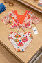 Girl's Floral Patterned Pareo Bikini Set, Set of 3 - 2