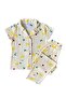 Girls' Pajama Set Summer Milan Fabric Lemon Pattern Short Sleeves with Ruffle Detail Shirt Collar - 3