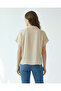 Women Beige Collared Short Sleeve Shirt - 3