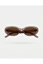 Leon Ash Brown Cat Eye Retro Popular Sunglasses Oval Trend - 2