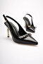 Ancona Premium Black Buckle Heeled Shoes - 5